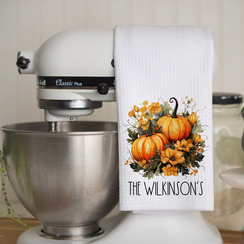 Family Name Kitchen Towel Pumpkins