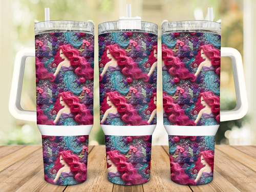 Mermaid 🧜🏻‍♀️ Faux Embroidered Tumbler