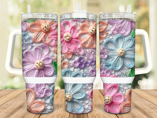 Floral 🌸 Faux Embroidered Tumbler