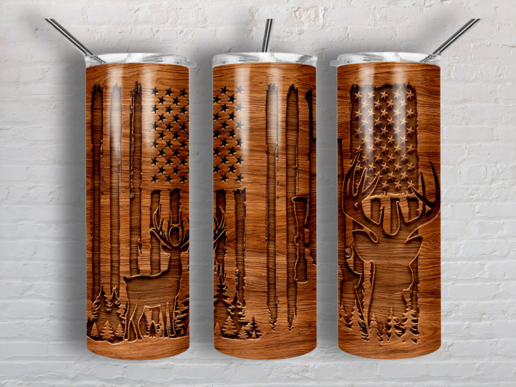 Deer Flag Wood Look | 20oz Stainless Steel Tumbler