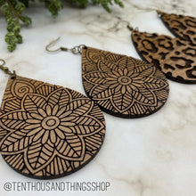 Load image into Gallery viewer, Walnut Laser Cut Earrings