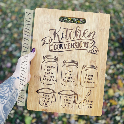 Kitchen Conversions Laser Engraved Cutting Board