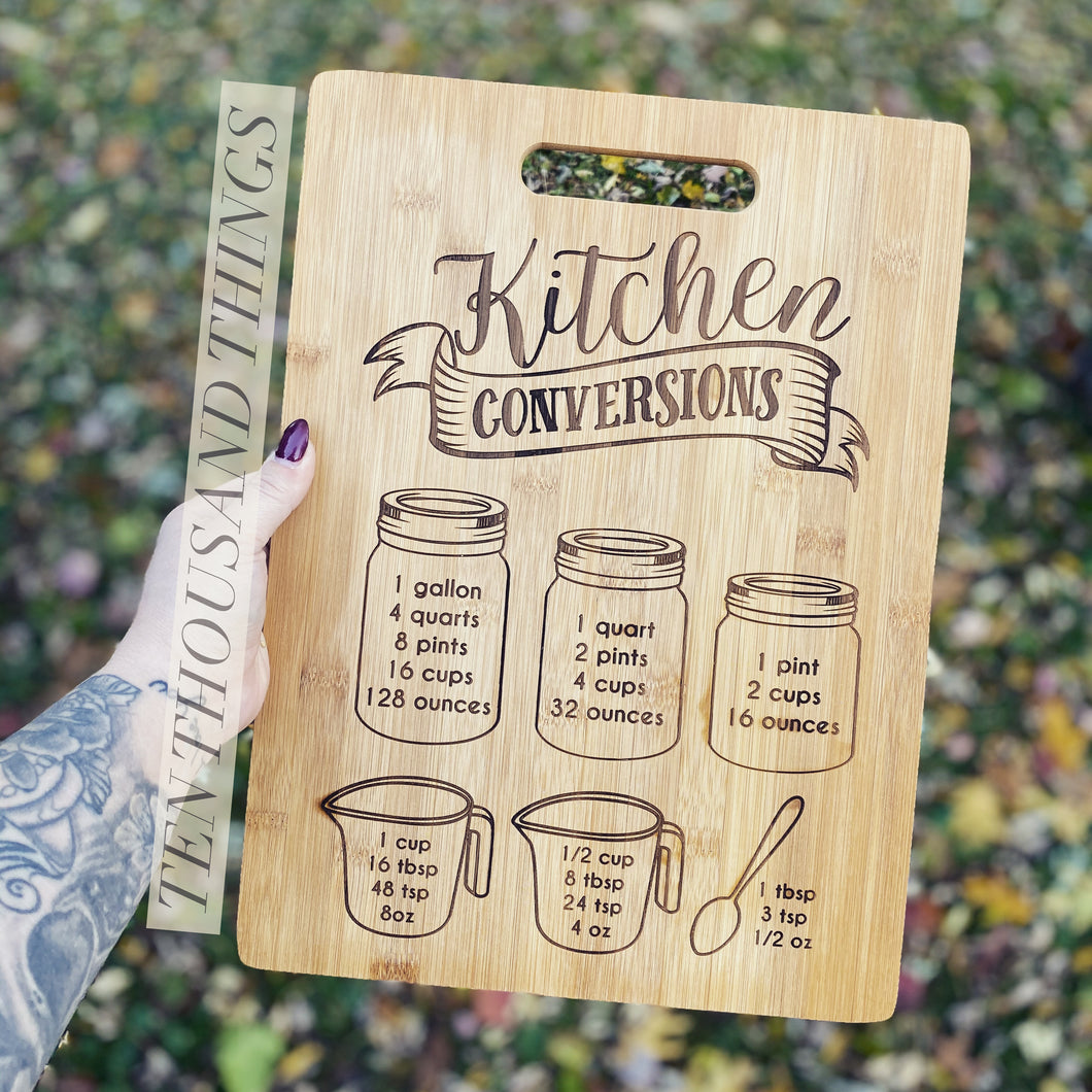 Kitchen Conversions Laser Engraved Cutting Board