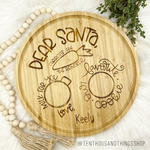 Laser Engraved Santa Tray | Milk & Cookies | Christmas