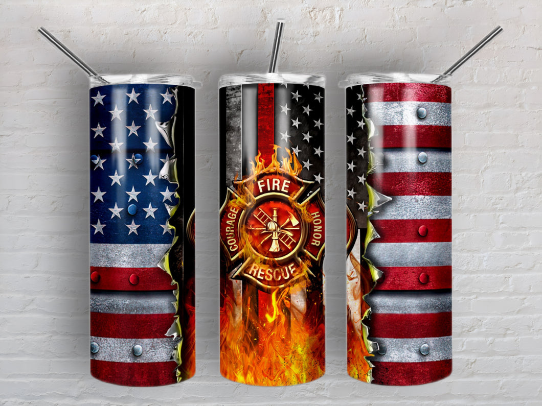 Firefighter Flag | 20oz Stainless Steel Tumbler