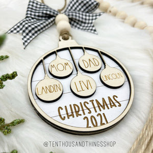 Shiplap Family Christmas Ornament | up to 15 people