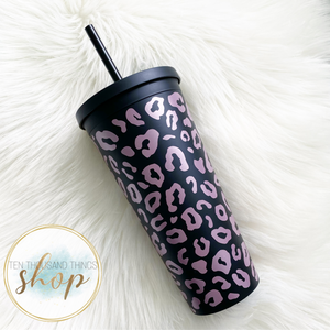 Double Wall Matte Black Tumbler | Cold Cup | Rose Gold Matte