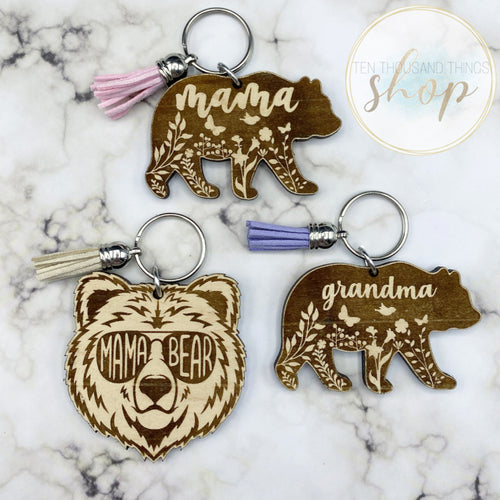 Mama Bear Laser Engraved Keychain