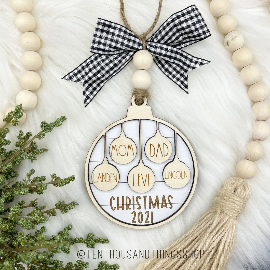 Shiplap Family Christmas Ornament | up to 15 people