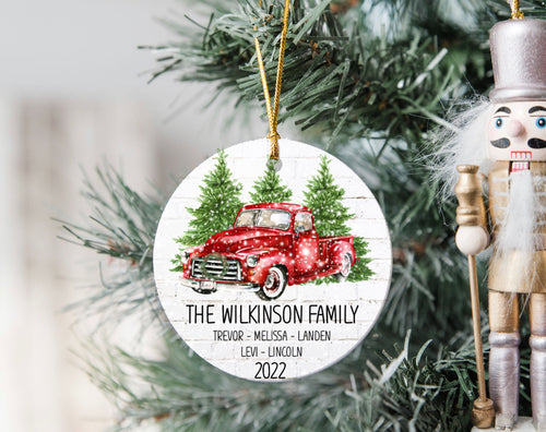 Wood Round Christmas Ornament | Christmas Truck