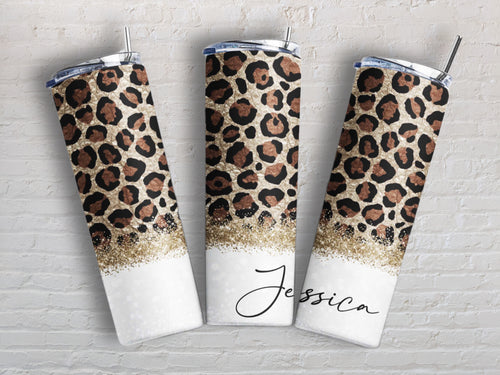 White Leopard - Add Your Name | 20oz Stainless Steel Tumbler