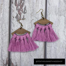 Load image into Gallery viewer, Fringe/Macramé Laser Cut Earrings