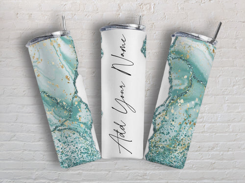 Mint Green Marble Swirl - Add Your Name | 20oz Stainless Steel Tumbler